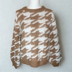 NWT Line and Dot Houndstooth Crew Neck Sweater Women Size Medium